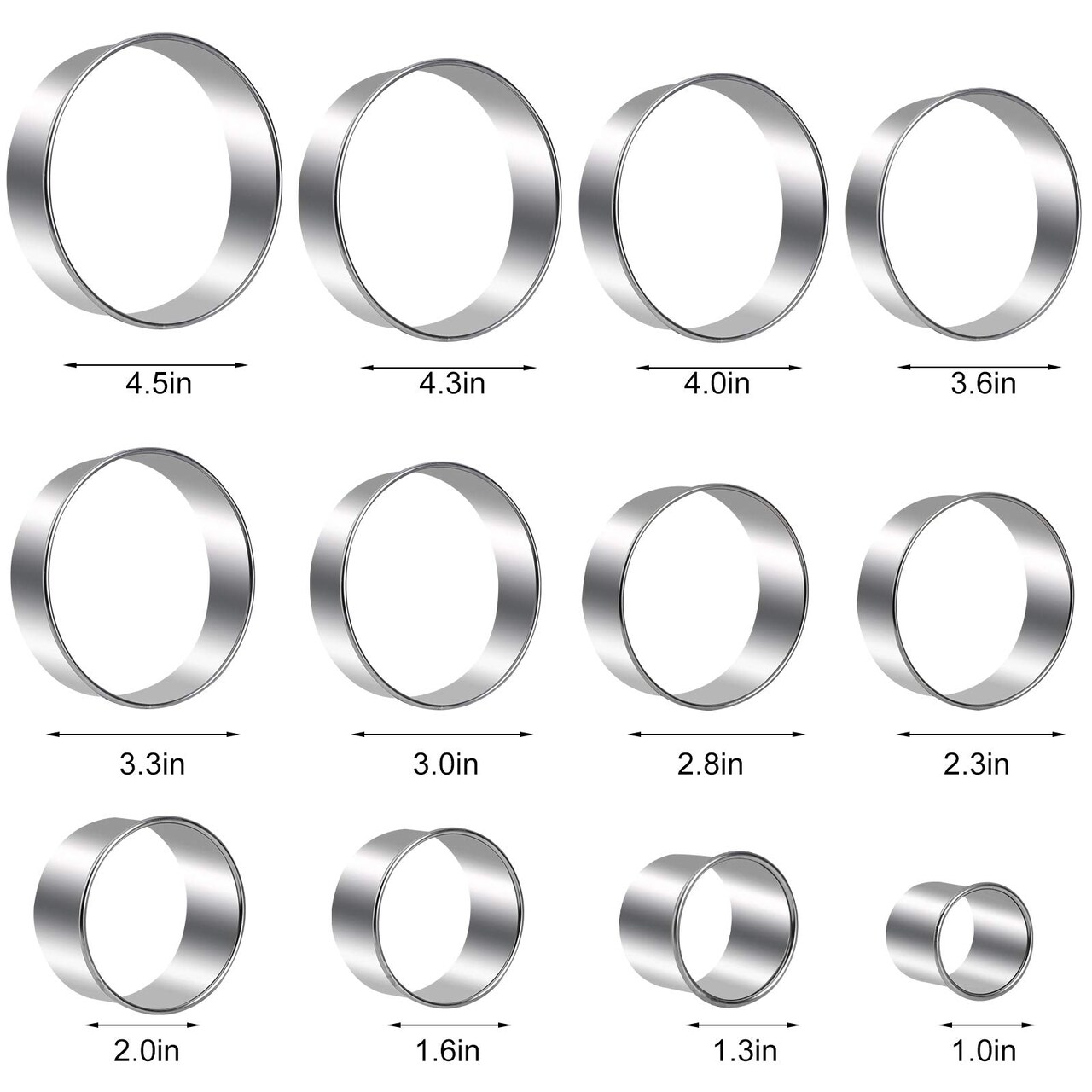 12 Pieces Bistcuit Cookie Cutters Circle Pastry Cutters Round Donut Ring Molds for Baking for Pastries Doughs Doughnuts